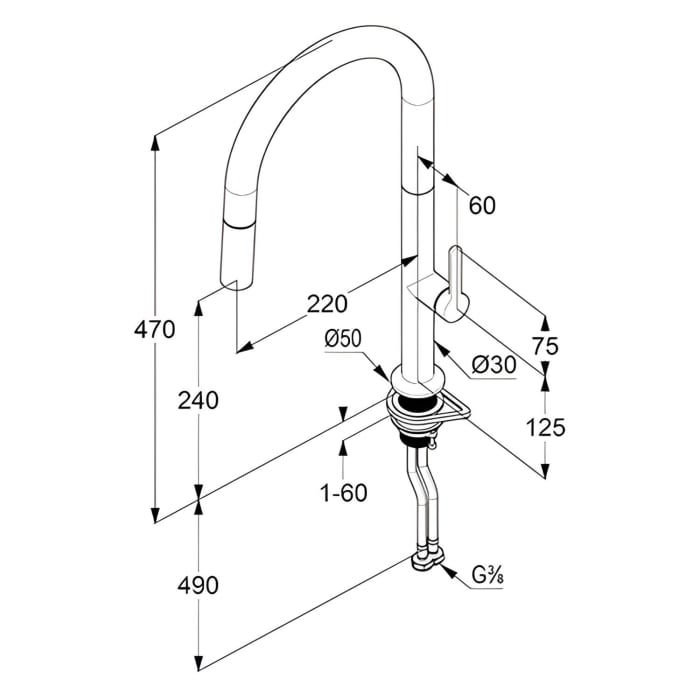 Kludi AUREA Spültisch-Armatur herausz. Geschirrbrause