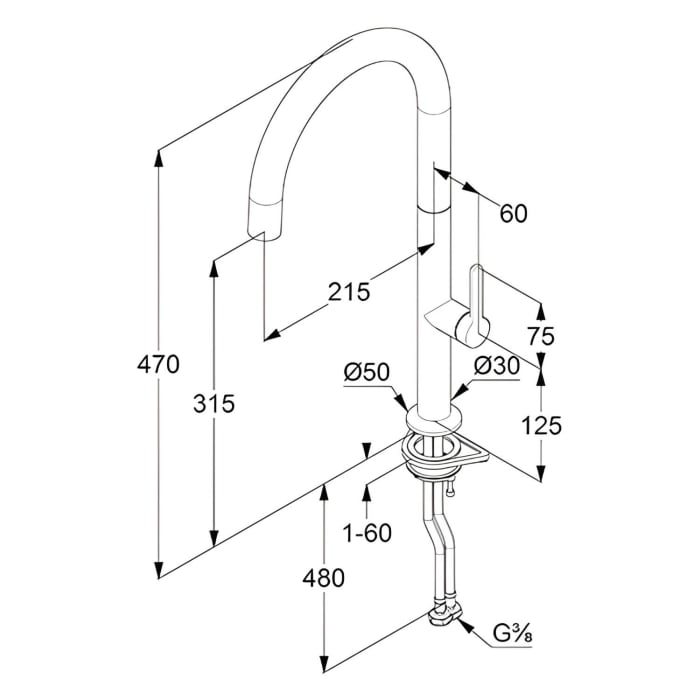 Kludi AUREA Spültisch-Armatur seitl. Bedienung