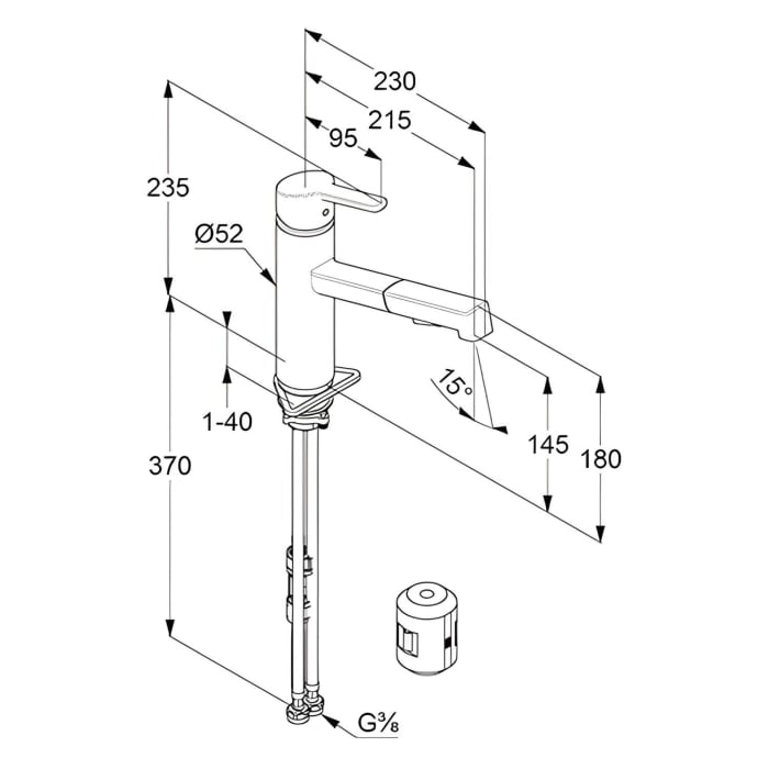 Kludi M3 Spültisch-Armatur mit Geschirrbrause