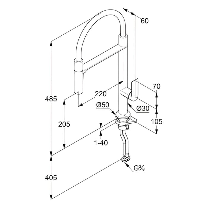 Kludi QORD Spültisch-Armatur flexibler abnehmb. Auslauf