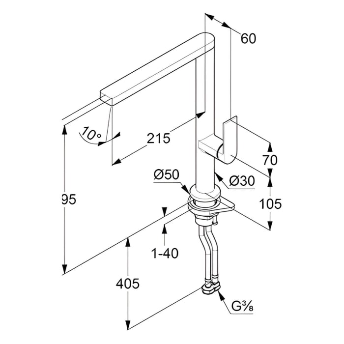 Kludi QORD Spültisch-Armatur seitl. Bedienung