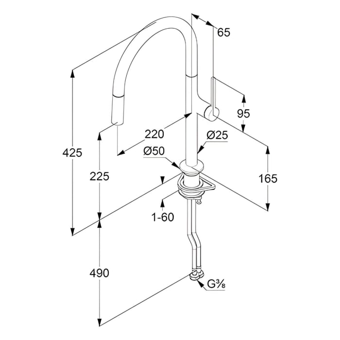 Kludi REEF Spültisch-Armatur herausz. Geschirrbrause