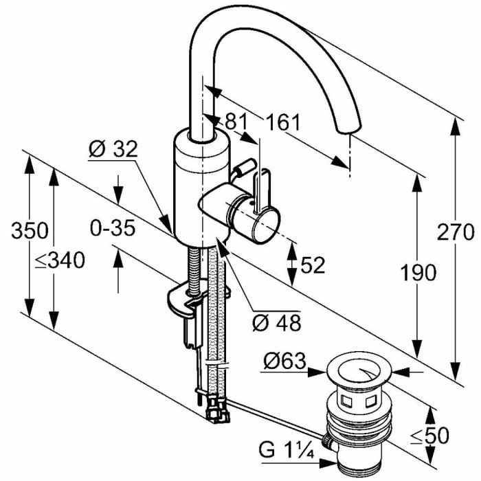 Kludi ZENTA Waschtisch-Einhandmischer mit schwenkbarem Auslauf