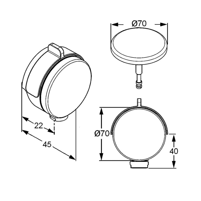 Kludi ROTEXA Multi Ein-Ab-Überlaufgarnitur Feinbau-Set