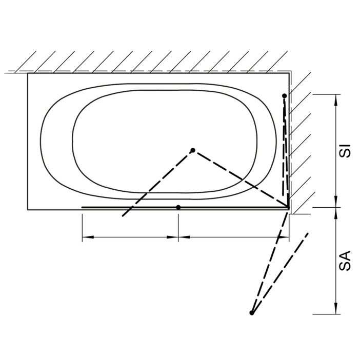 Koralle SL450 Falttür für Badewanne, Anschlag rechts, Typ BF2A R 100, 100 x 140 cm