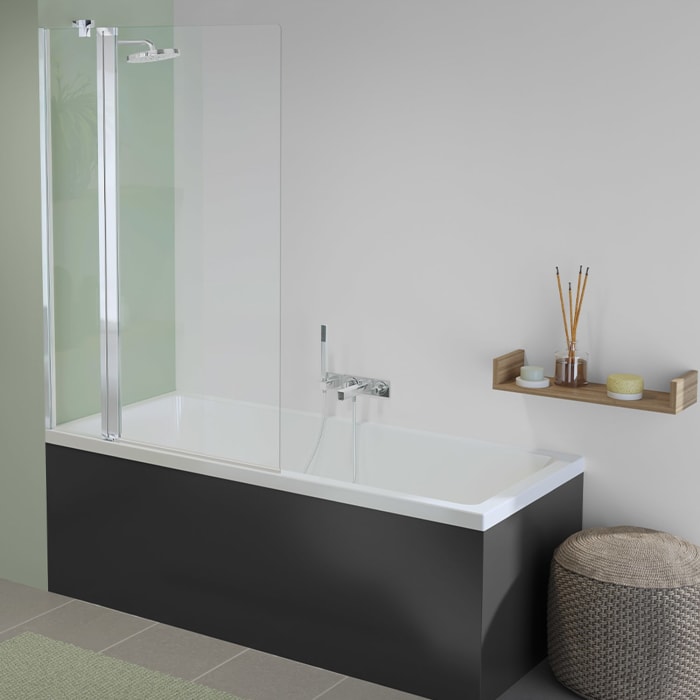 Koralle SL450 Pendeltür mit Festteil für Badewanne, Anschlag links, Typ BPFA L 80, 80 x 140 cm, mit GlasPlus