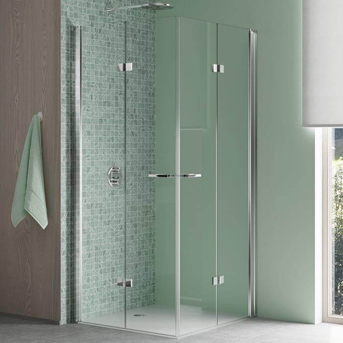 Koralle SL450 Eckdusche Falttür links, Typ EFTS L 100, 100 x 200 cm, für Duschwanne