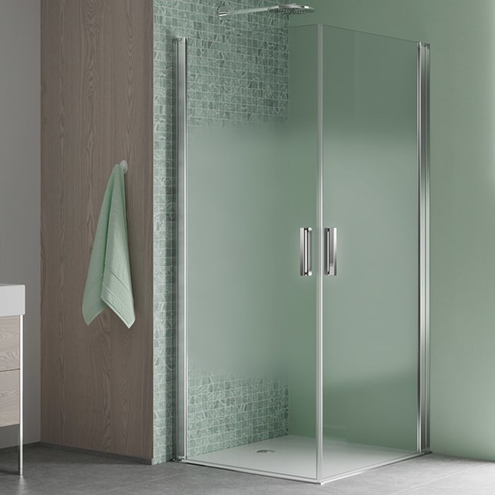 Koralle SL450 Eckdusche Pendeltür links, Typ EPWBOS L 90, 90 x 200 cm, bodengleich, mit GlasPlus