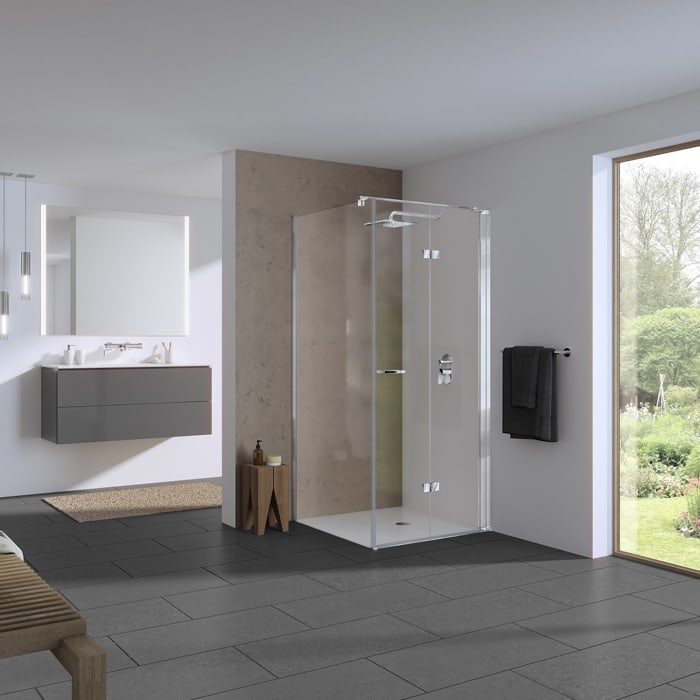 Koralle SL450 Falttür 2-teilig rechts für Trennwand, Typ TFTBOA R 75, 75 x 200 cm, bodengleich, mit GlasPlus