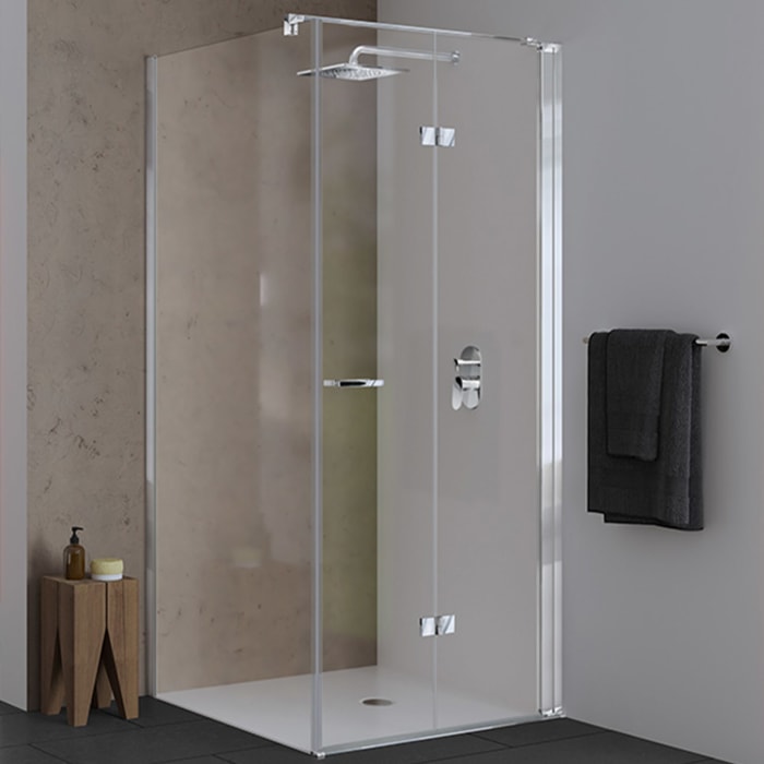 Koralle SL450 Falttür 2-teilig rechts für Trennwand, Typ TFTA R 90, 90 x 200 cm, für Duschwanne, mit GlasPlus