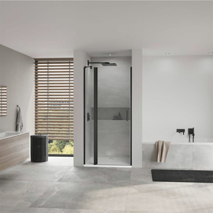 Koralle SL450 Pendeltür 1-flüglig mit Festteil links für Nische, Typ NPFA L 100, 100 x 200 cm, mit GlasPlus