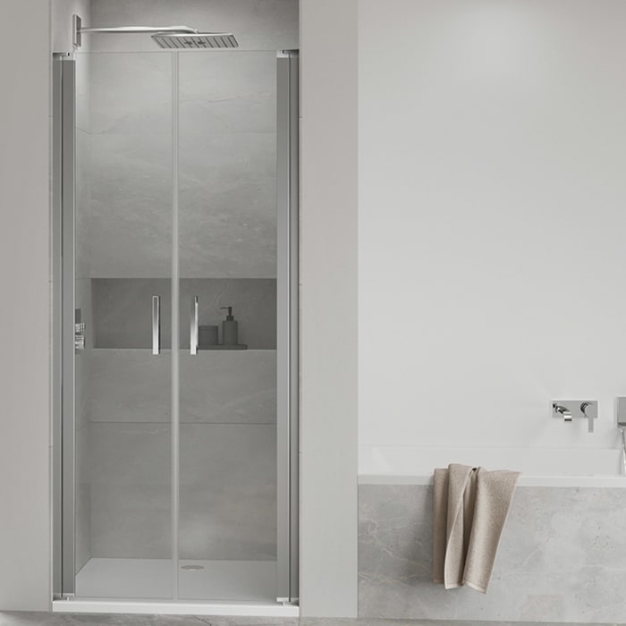 Koralle SL450 Pendeltür 2-flüglig für Nische, Typ NP2W 75, 75 x 200 cm, mit GlasPlus