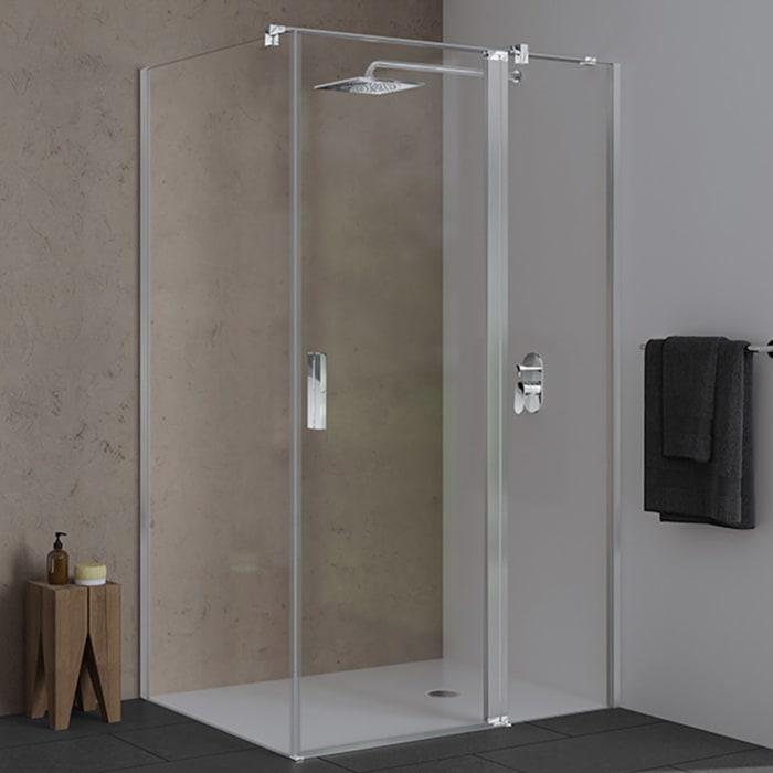 Koralle SL450 Pendeltür 1-flüglig mit Festteil rechts für Trennwand, Typ TPFBOA R 120, 120 x 200 cm, bodengleich