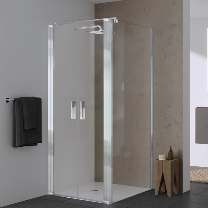 Koralle SL450 Pendeltür 2-flüglig für Trennwand, Typ TP2W 100, 100 x 200 cm, für Duschwanne