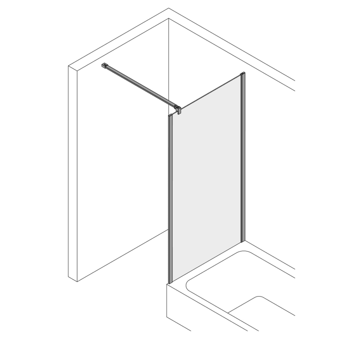 Koralle SL450 Trennwand kurz, Typ WP 75, 75 x 175 cm, für Duschwanne, mit GlasPlus