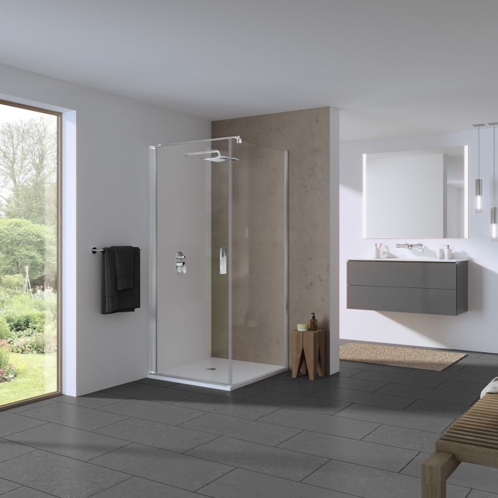 Koralle SL450 Trennwand, Typ W 75, 75 x 200 cm, für Duschwanne, mit GlasPlus