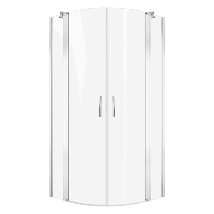 Koralle SL450 Viertelkreis Pendeltür mit Festteil rechts, Typ VPFBOS R 90, 90 x 200 cm, R= 50 cm, bodengleich, mit GlasPlus