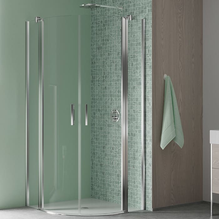 Koralle SL450 Viertelkreis Pendeltür mit Festteil rechts, Typ VPFBOS R 90, 90 x 200 cm, R= 55 cm, bodengleich