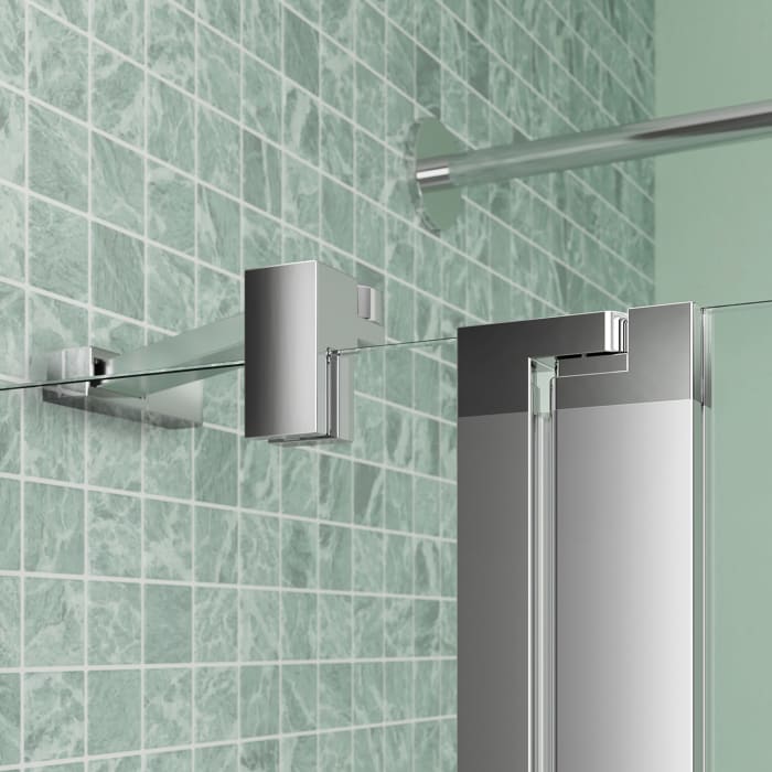 Koralle SL450 Viertelkreis Pendeltür mit Festteil links, Typ VPFS L 90, 90 x 200 cm, R= 50 cm, für Duschwanne, mit GlasPlus