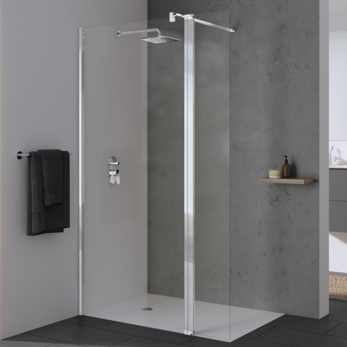 Koralle SL450 Walk-In Trennwand links mit Pendelelement, Typ WWPBOA L 160, 160 x 200 cm, bodengleich