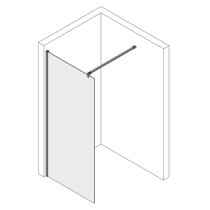Koralle SL450 Walk-In Trennwand, Typ WW 100, 100 x 200 cm, für Duschwanne, mit GlasPlus