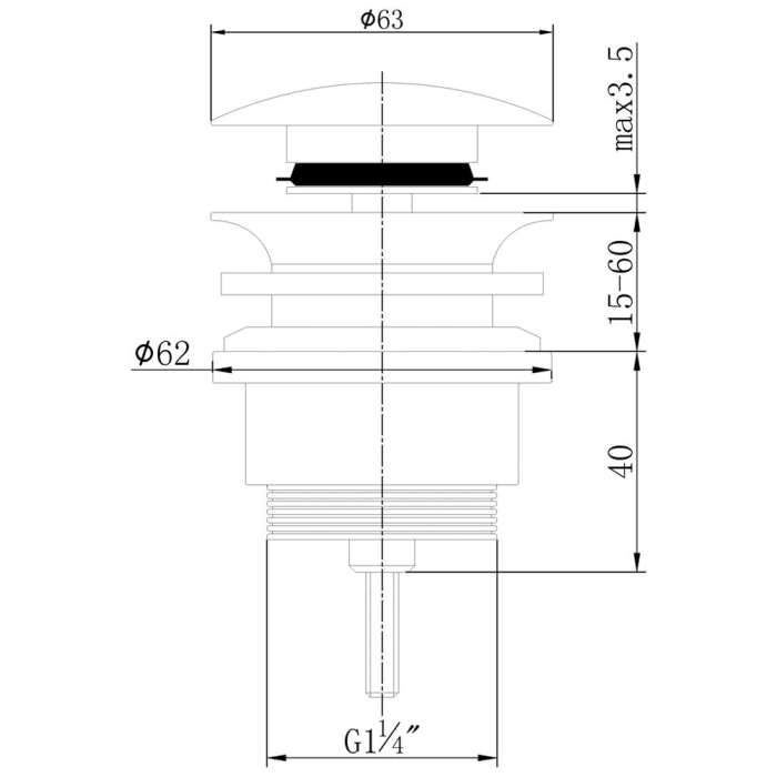 Kronenbach Pop Up Ablaufventil rund, kurz