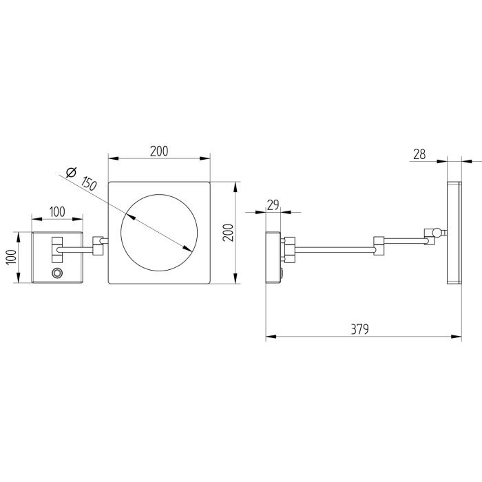 Kronenbach LED Kosmetikspiegel 2.0 Wandmodell eckig mit Direktanschluss