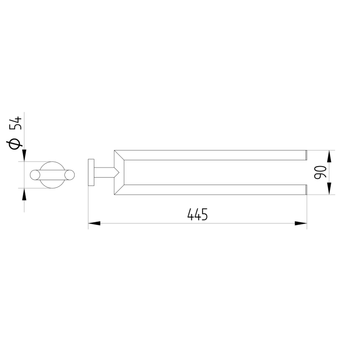 Kronenbach Lima 2.0 Black Handtuchhalter 2-armig 44,5 cm, starr