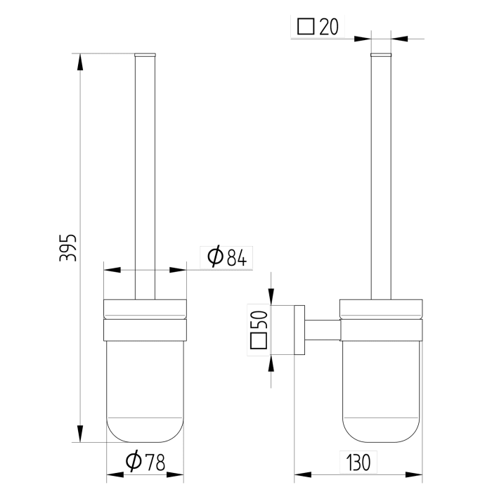 Kronenbach Quara 2.0 Black Toilettenbürstengarnitur