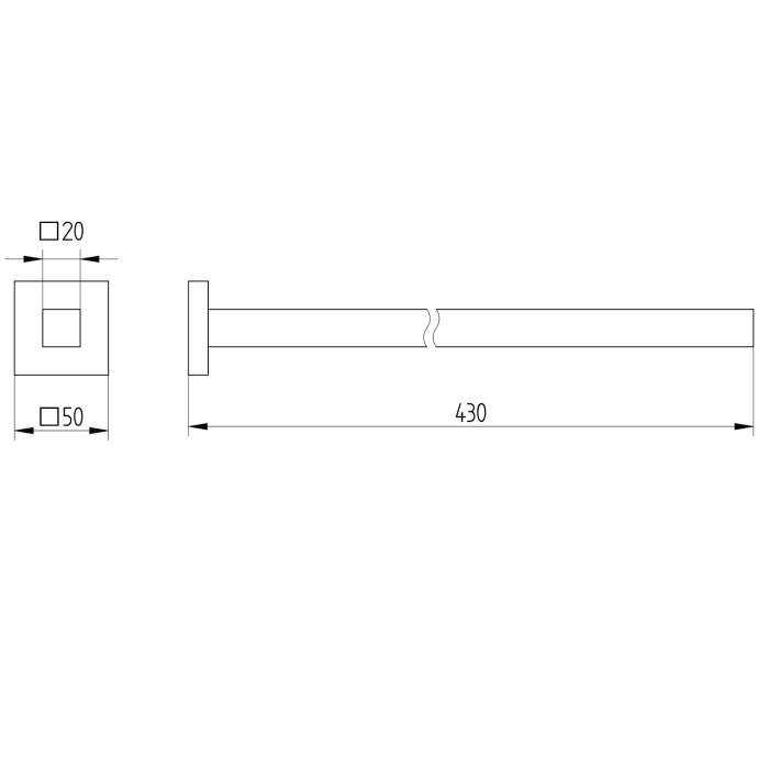 Kronenbach Quara 2.0 Black Handtuchhalter einarmig 43 cm