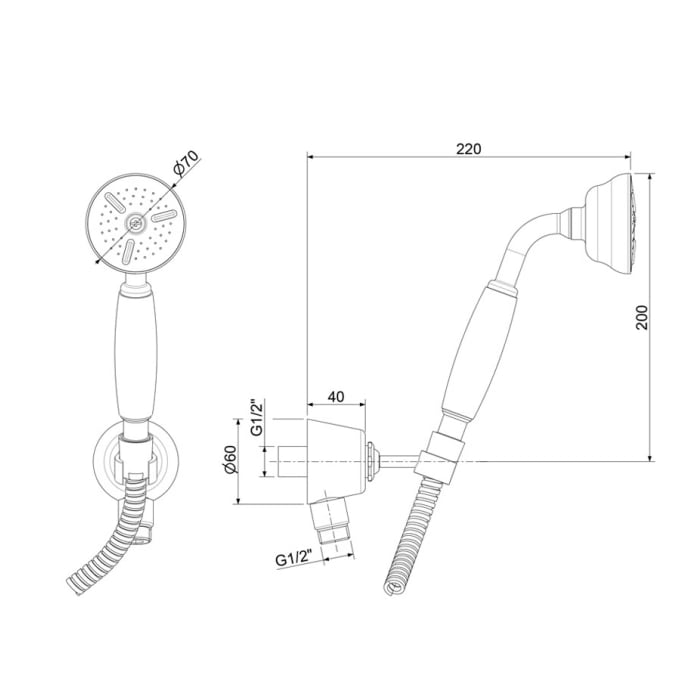 Kronenbach IOTA 2.0 Brauseset mit Handbrause und Wandanschlussbogen
