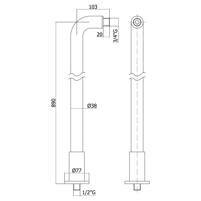 Kronenbach IOTA 2.0 Standfüße für Wannenarmatur-Standmontage