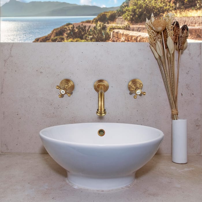 Kronenbach IOTA 2.0 Dreiloch-Waschtisch-Wandarmatur 17,5 cm