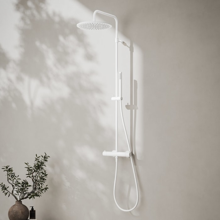 Kronenbach Lima 2.0 Thermostat Duschsystem Aufputz, Kopfbrause Ø 30cm, Stabhandbrause