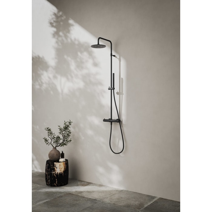 Kronenbach Lima 2.0 Thermostat Duschsystem Aufputz, Kopfbrause Ø 22,5cm, Stabhandbrause
