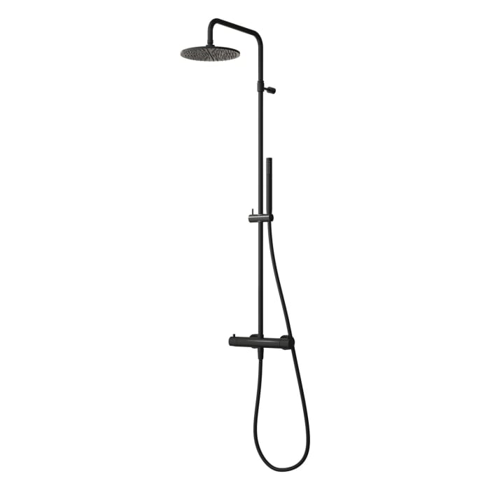 Kronenbach Lima 2.0 Thermostat Duschsystem Aufputz, Kopfbrause Ø 22,5cm, Stabhandbrause