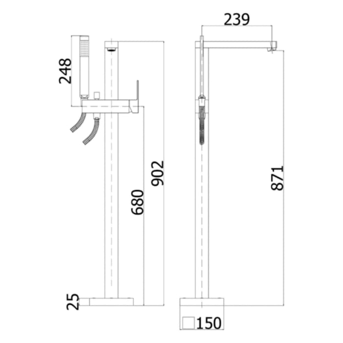 Kronenbach Quara 3.0 Freistehende Wannenarmatur inkl. Grundkörper