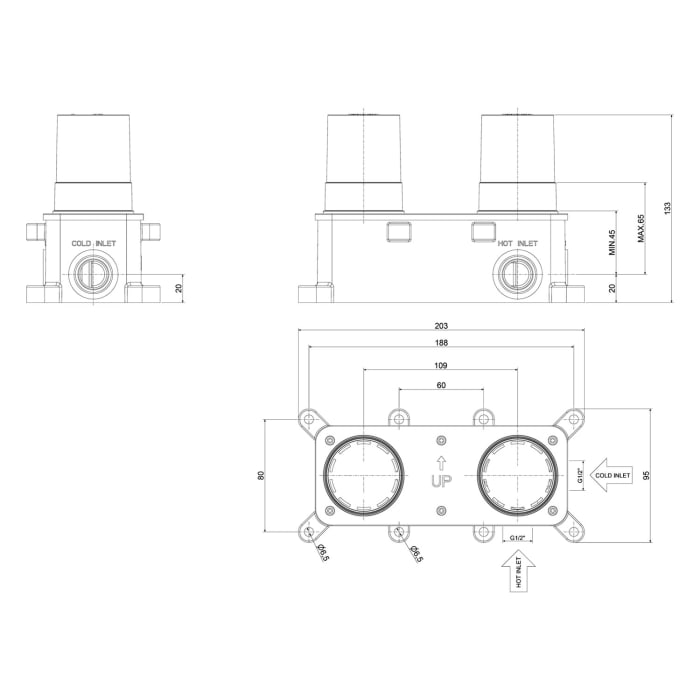 Kronenbach Kronbox Universal-Grundkörper für UP-Waschtischarmaturen