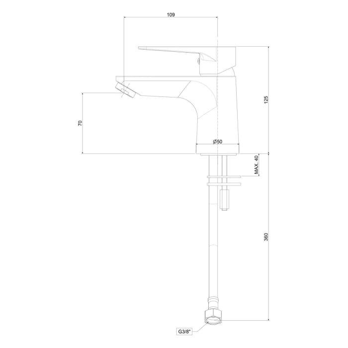 Kronenbach Radia 3.0 Waschtisch-Einhebelmischer S ohne Ablaufgarnitur, wassersparend