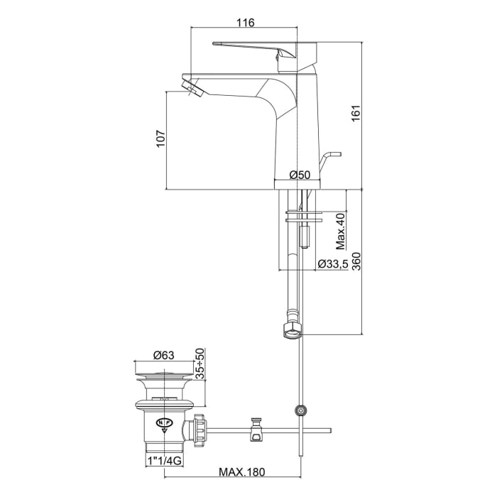 Kronenbach Radia 3.0 Montage- und Armaturenset für Waschtisch