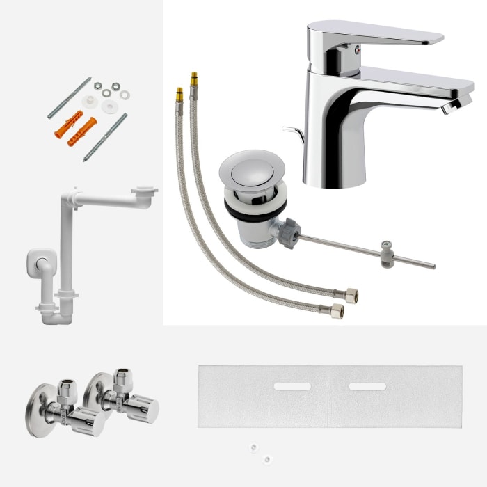 Kronenbach Radia 3.0 Montage- und Armaturenset S für Waschtisch mit Unterschrank