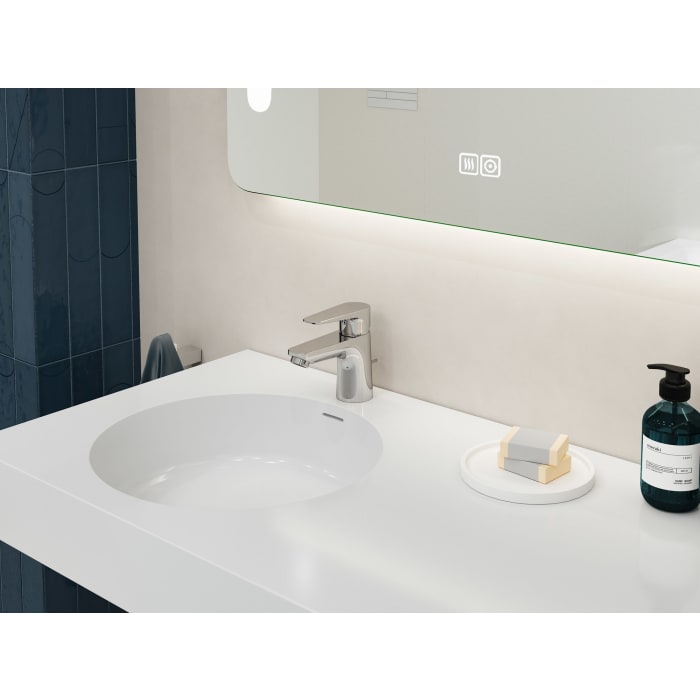 Kronenbach Radia 3.0 Waschtisch-Einhebelmischer S mit Energiespar-Funktion, mit Zugstangen-Ablaufgarnitur 1 1/4, wassersparend