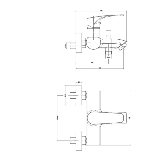 Kronenbach Rivara Bade-Einhebelmischer Aufputz