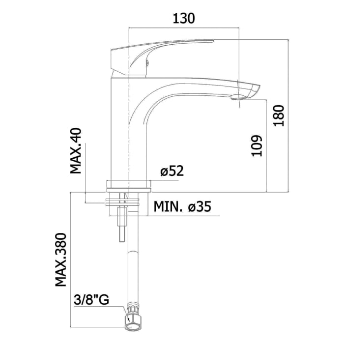 Kronenbach Rivara Waschtisch-Einhebelmischer XL ohne Ablaufgarnitur, wassersparend