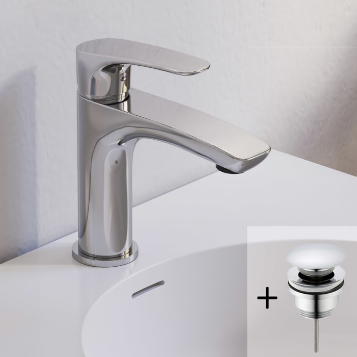 Kronenbach Rivara Waschtisch-Einhebelmischer XL mit Pop Up Ablaufventil, wassersparend