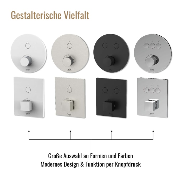 Kronenbach Smart Push Unterputz-Mischer für 2 Verbraucher, eckige Ausführung