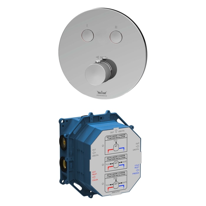 Kronenbach Smart Push Thermostat Unterputz für 2 Verbraucher, runde Ausführung, inklusive UP-Box