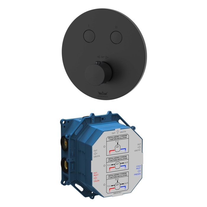 Kronenbach Smart Push Thermostat Unterputz für 2 Verbraucher, runde Ausführung, inklusive UP-Box