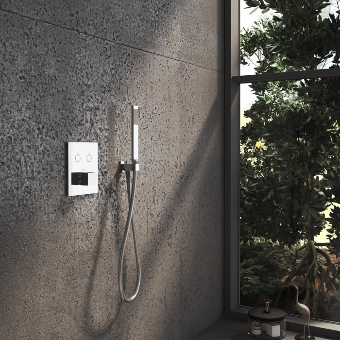 Kronenbach Smart Push Thermostat Unterputz für 2 Verbraucher, eckige Ausführung, inklusive UP-Box und Wandanschlussbogen