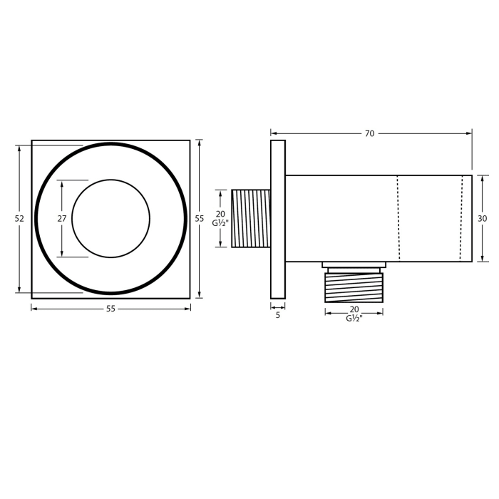 Kronenbach Smart Push Thermostat Unterputz für 2 Verbraucher, eckige Ausführung, inklusive UP-Box und Wandanschlussbogen